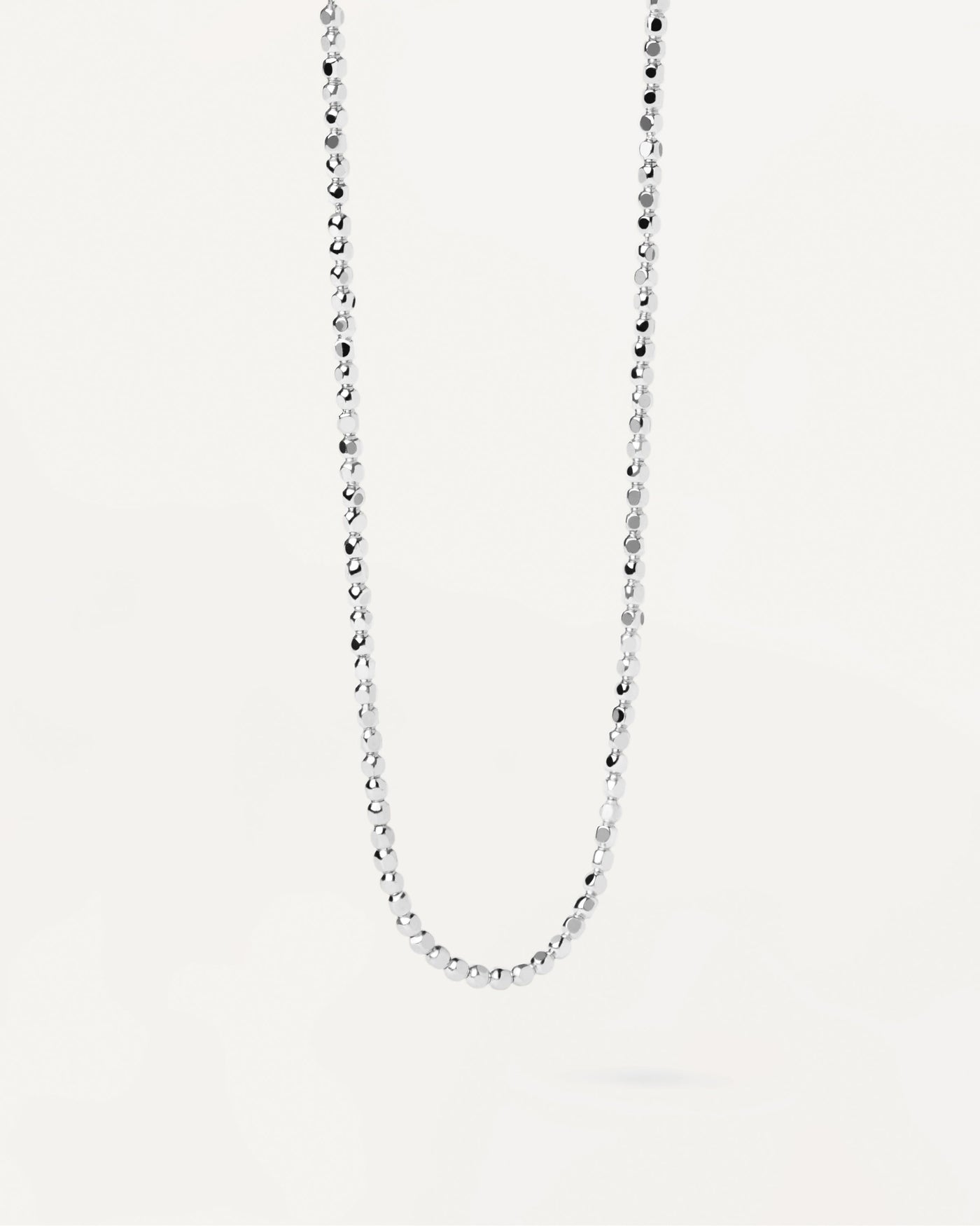Sterling silver necklace with asymetric bead links