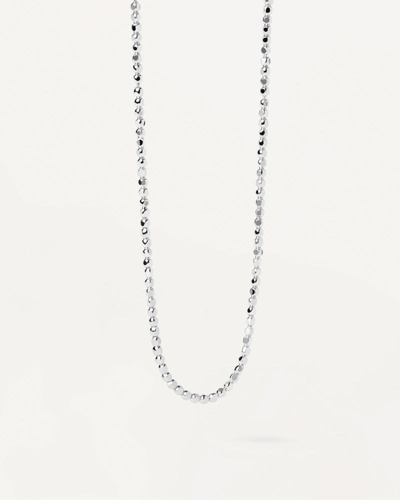 Sterling silver necklace with asymetric bead links