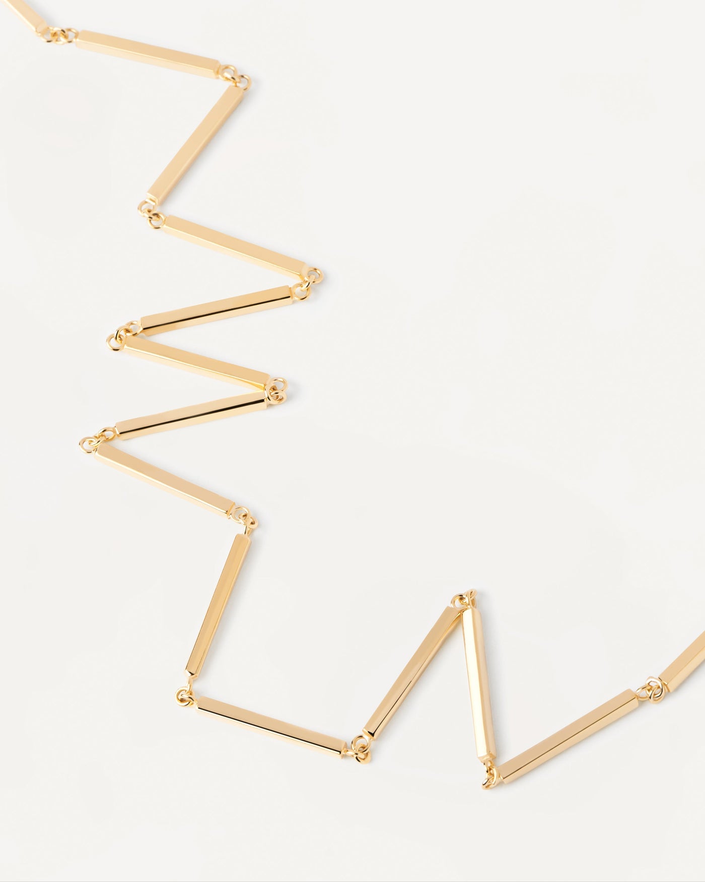 Articulated bar-chain necklace in plain gold-plated silver
