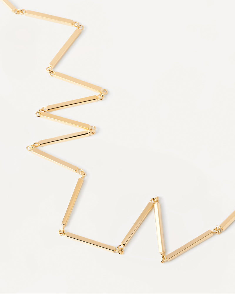Articulated bar-chain necklace in plain gold-plated silver