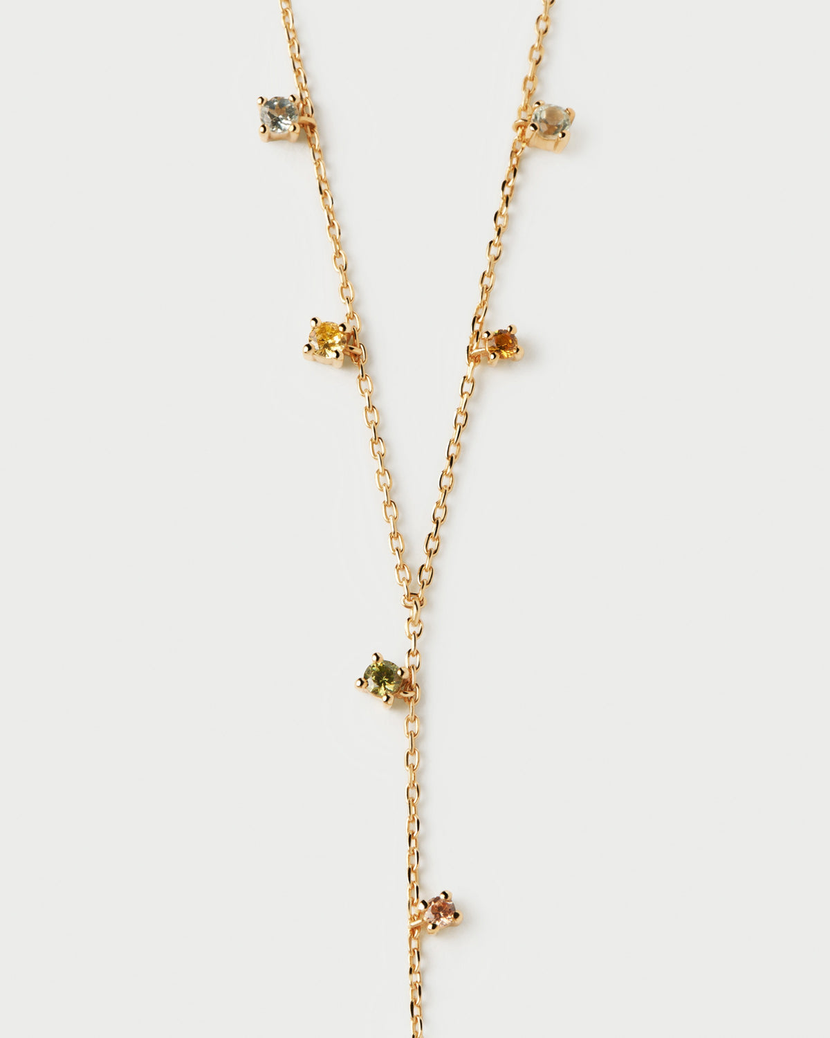 Collana a catena Y placcata oro e otto ciondoli multistone