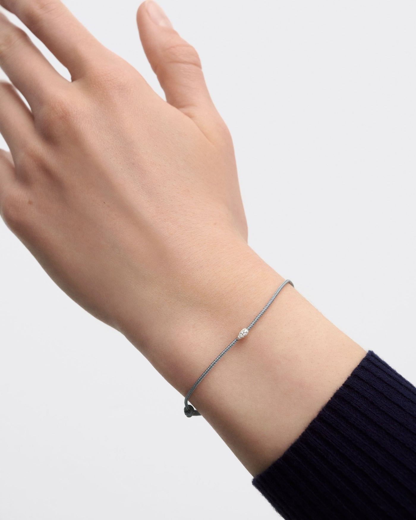 Adjustable diamond cord bracelet featuring a drop set with pavé lab... |  Isa Diamond cord bracelet | PDPAOLA