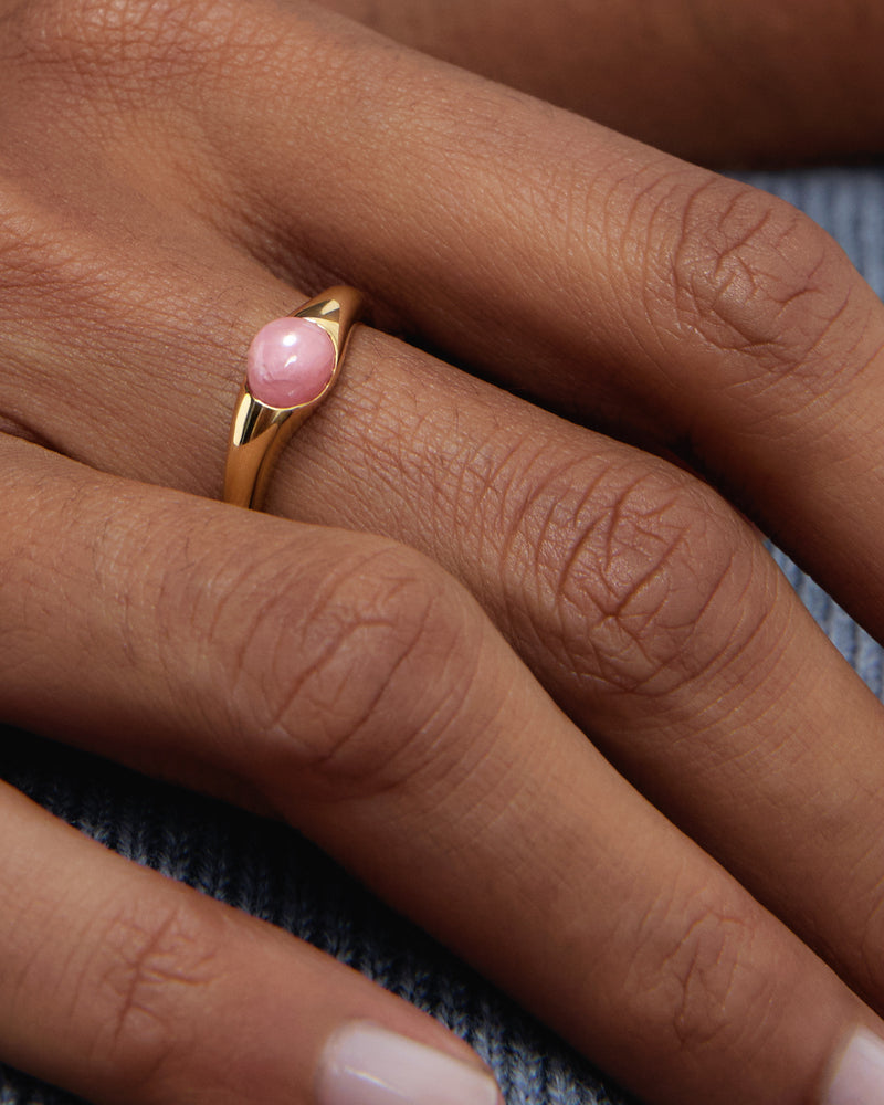 Orion-Ring aus Rhodochrosit - 
  
    Natürlicher Edelstein / 18K Vergoldet
  
