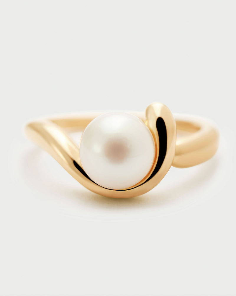 Bague Aura avec perle - 
  
    Perle Naturelle / Plaqué Or 18K
  
