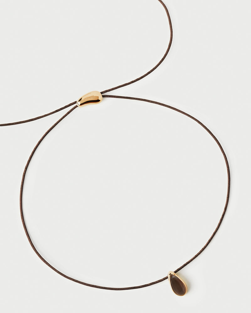 Collier à cordon Luna en quartz - 
  
    Gemme Naturelle / Plaqué Or 18K
  
