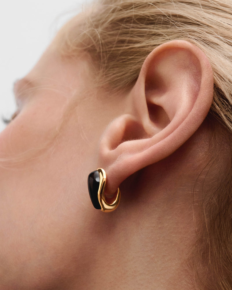 Ohrringe mit Rauchquarz Luna - 
  
    Natürlicher Edelstein / 18K Vergoldet
  
