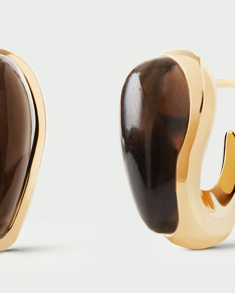 Ohrringe mit Rauchquarz Luna - 
  
    Natürlicher Edelstein / 18K Vergoldet
  
