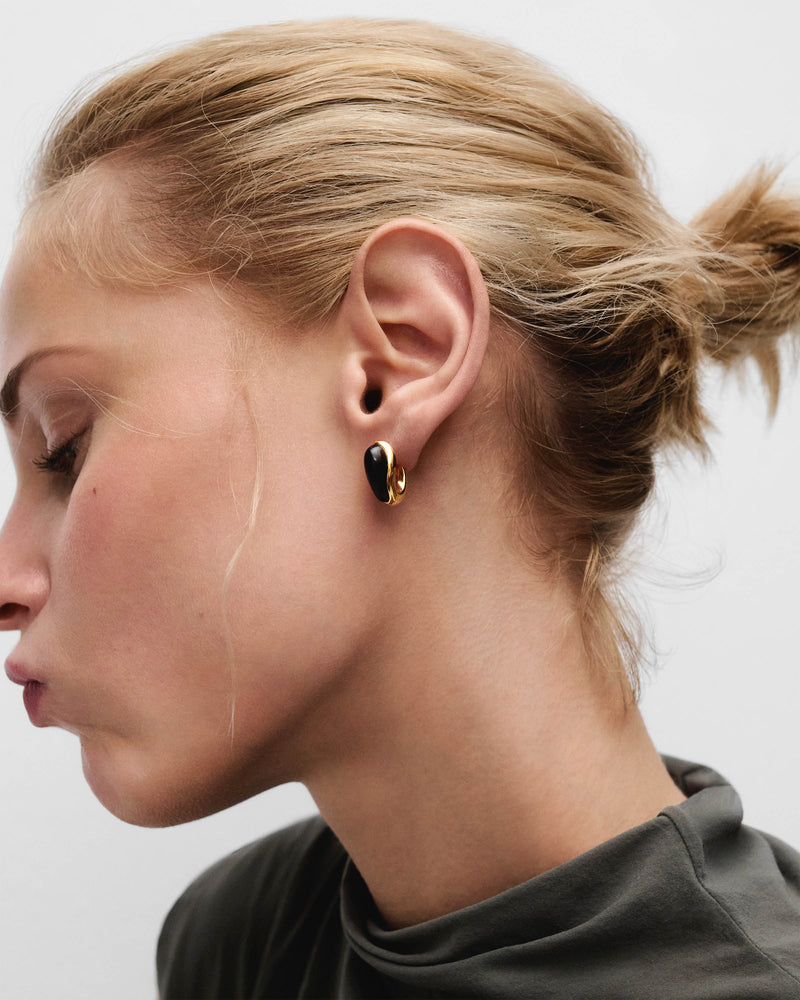 Ohrringe mit Rauchquarz Luna - 
  
    Natürlicher Edelstein / 18K Vergoldet
  
