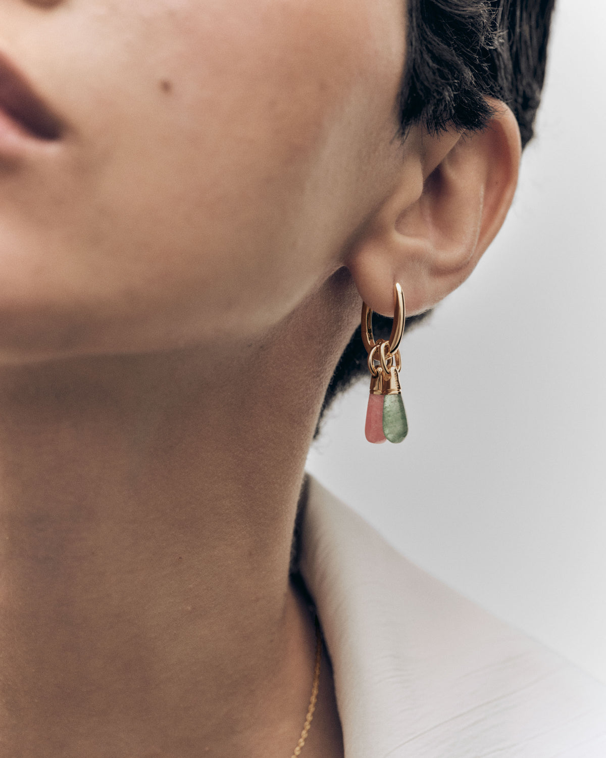 Grüner Aventurin Drop Anhänger - Natürlicher Edelstein / 18K Vergoldet
