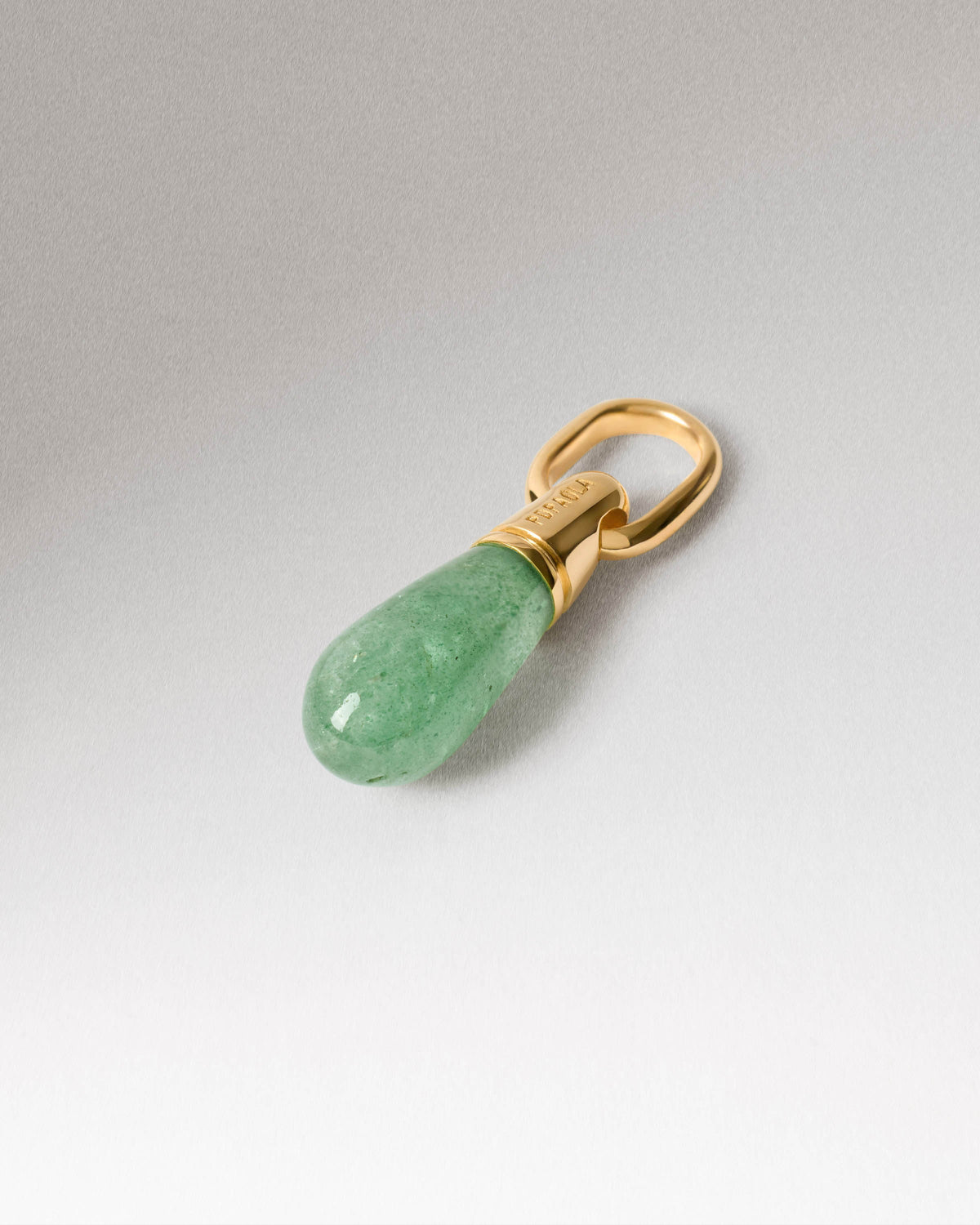Grüner Aventurin Drop Anhänger - Natürlicher Edelstein / 18K Vergoldet