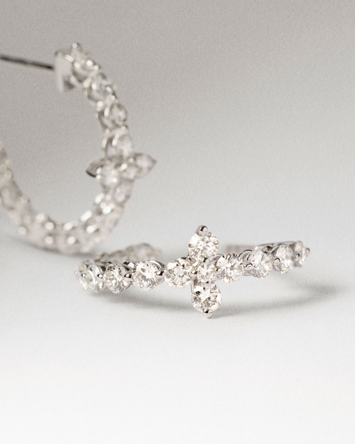 Diamonds and White Gold Maggie Solitary Earrings - Diamonds / 18K White Gold