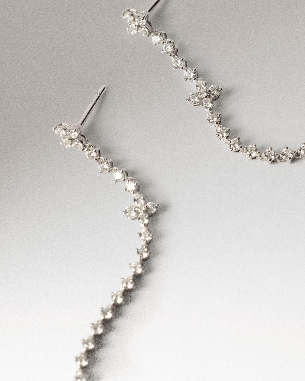 Diamonds and White Gold Maggie Cascade Earrings - Diamonds / 18K White Gold