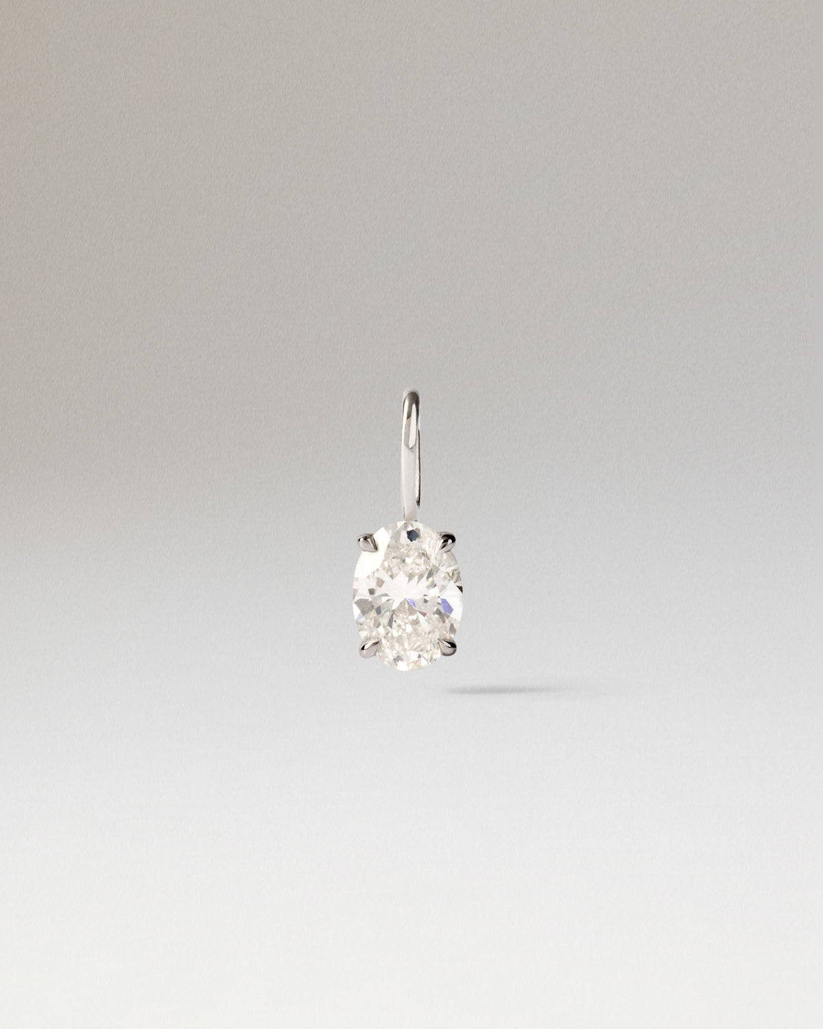 White gold oval diamond pendant to customize necklace or hoops