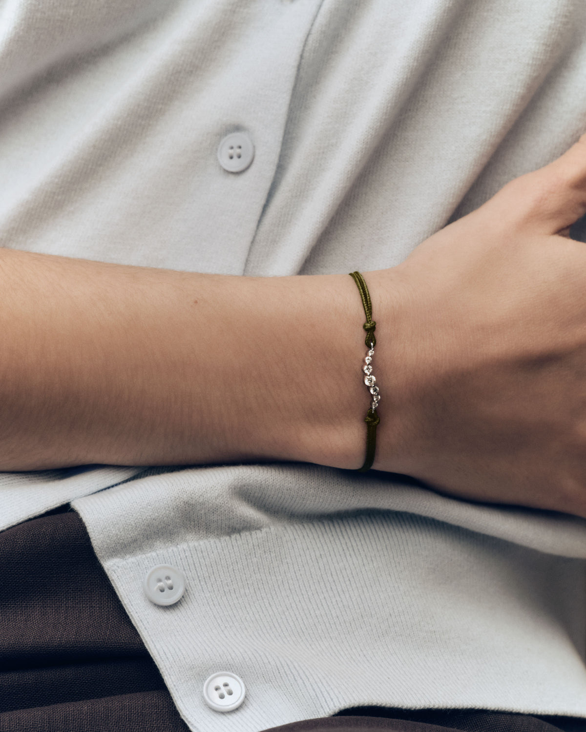 Venus Diamond Moss cord bracelet - Diamonds / 18K White Gold