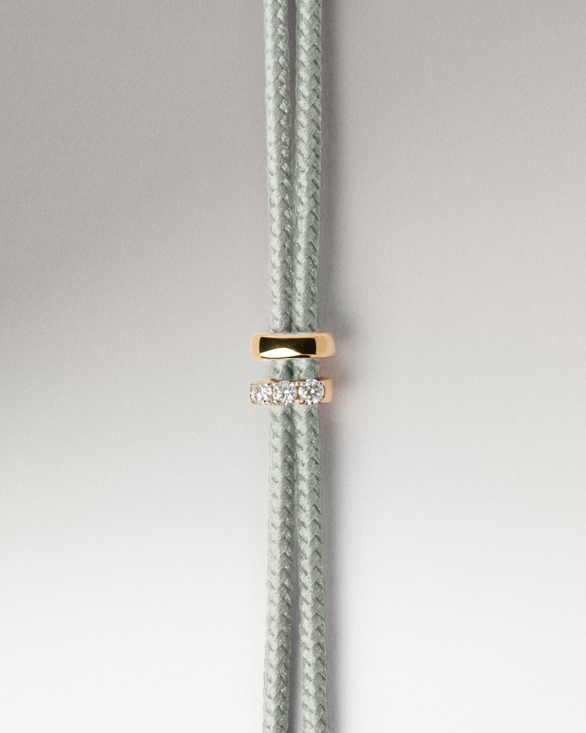 Diamant-Kordelarmband aus massivem Gelbgold mit zwei Kreisen aus Laborgezüchtete Diamanten