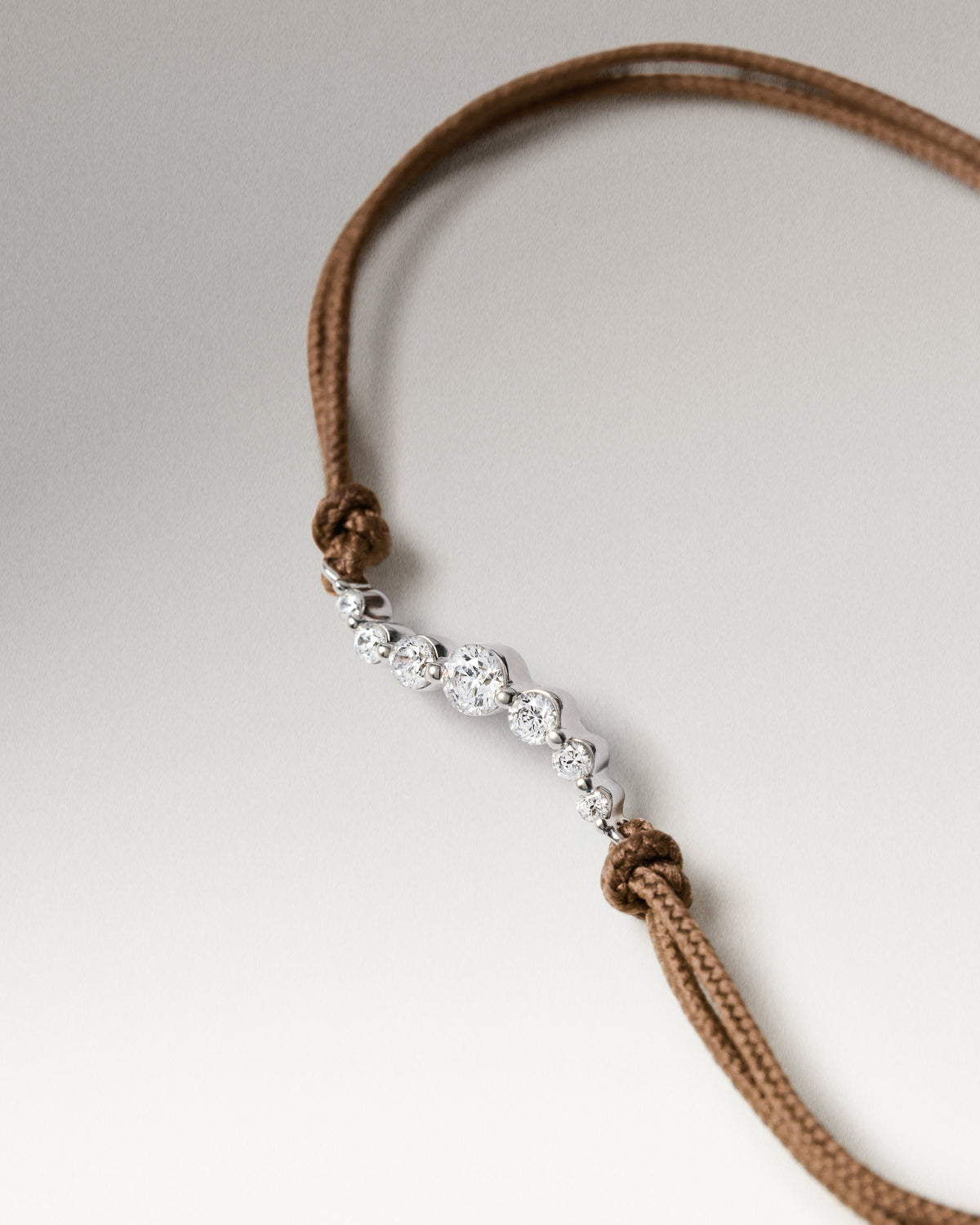 Venus Diamond Taupe cord bracelet - Diamonds / 18K White Gold