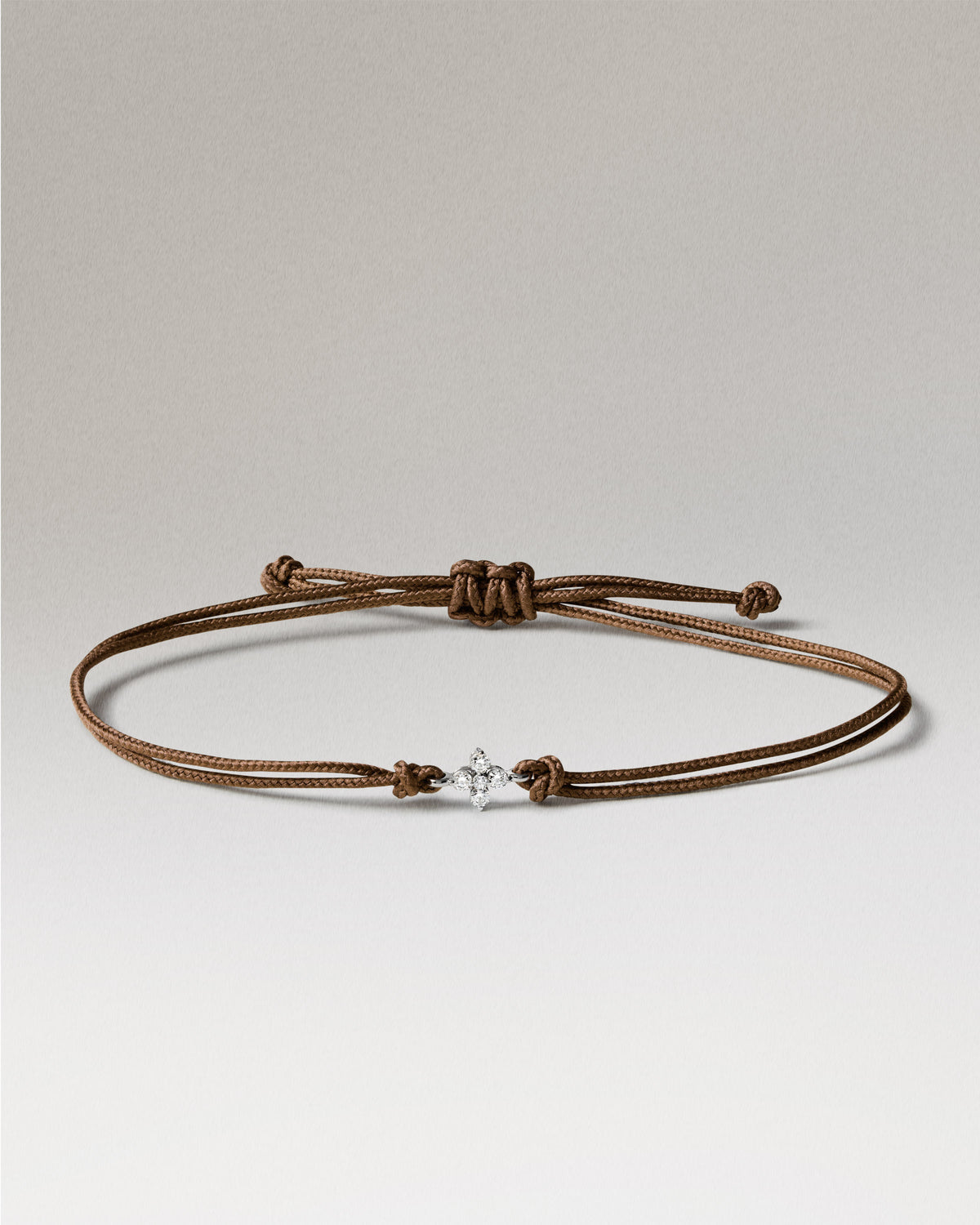 Diamonds and White Gold Maggie Taupe Cord Bracelet - Diamonds / 18K White Gold