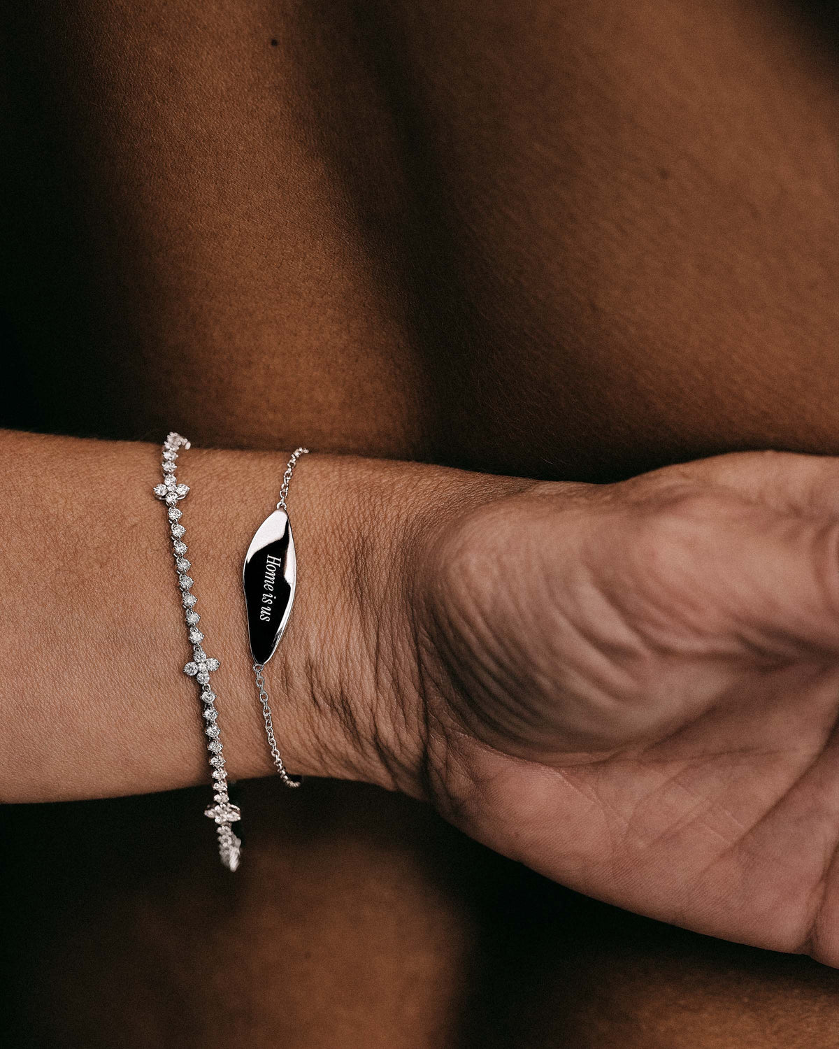 Leaf Engravable Bracelet - Rhodium Plating