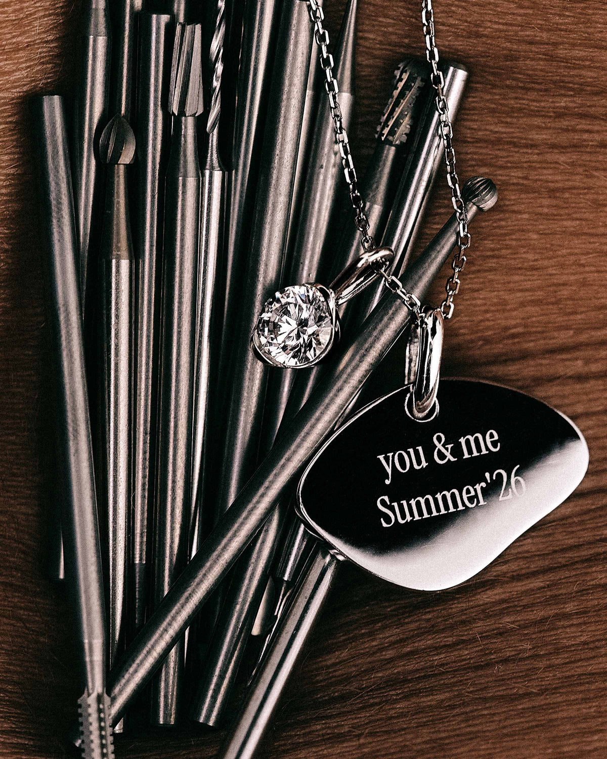 Pebble Engravable Pendant - Rhodium Plating