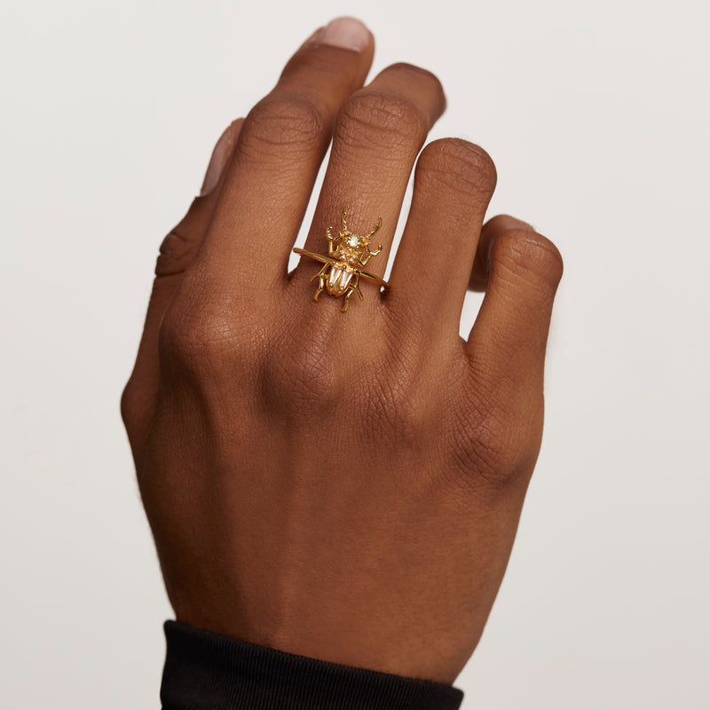 Courage Beetle Ring - 
  
    Sterling Silver / 18K Gold plating
  
