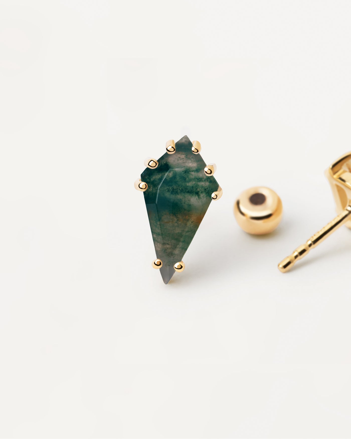 Akiro Moss Agate Single Earring - 
  
    Natural Gemstones / 18K Gold plating
  
