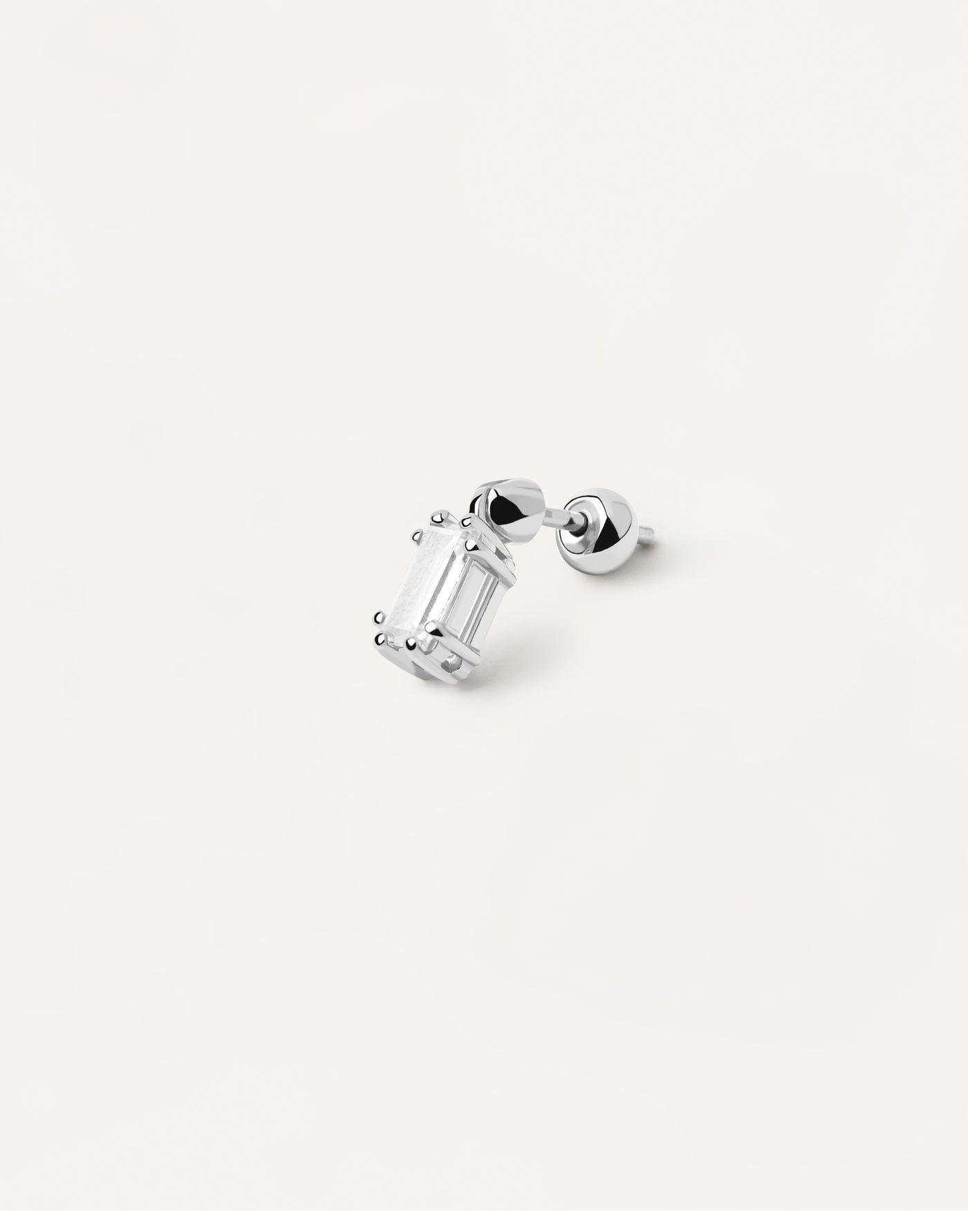 Boucle d'oreille individuelle en argent Ali - 
  
    Placage Argent Rhodié
  
