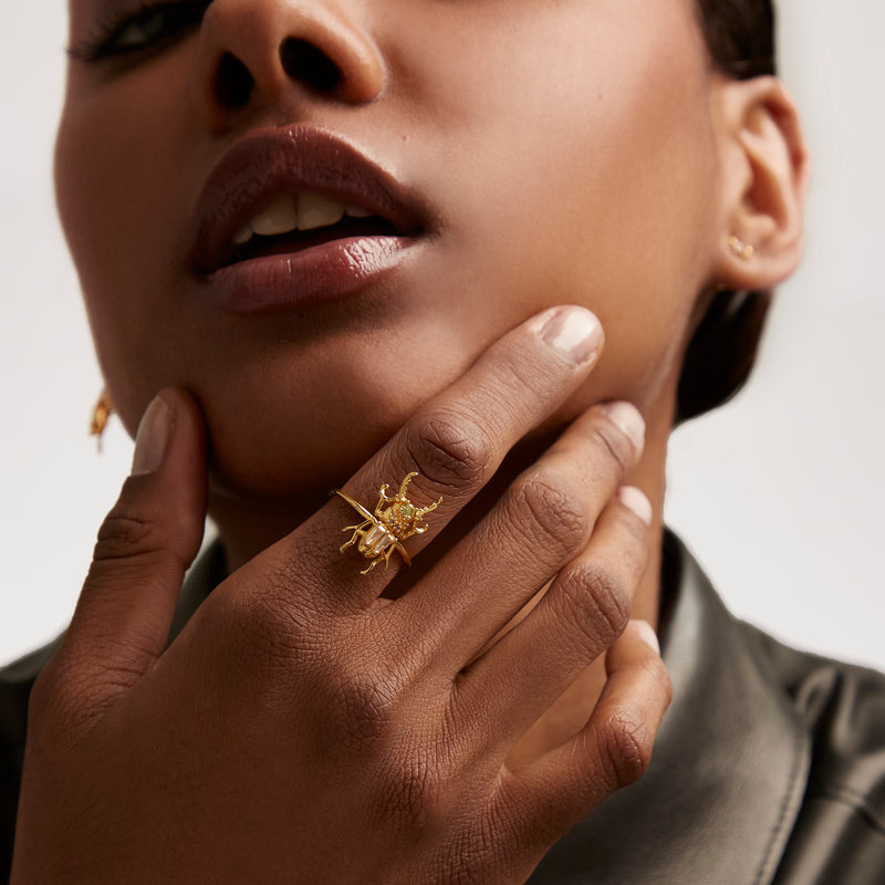 Courage Beetle Ring - 
  
    Sterling Silver / 18K Gold plating
  
