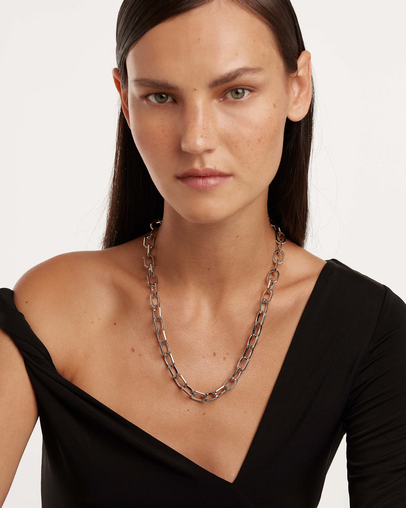 Collier chaine argenté Small Signature - 
  
    Laiton / Placage Argent Rhodié
  
