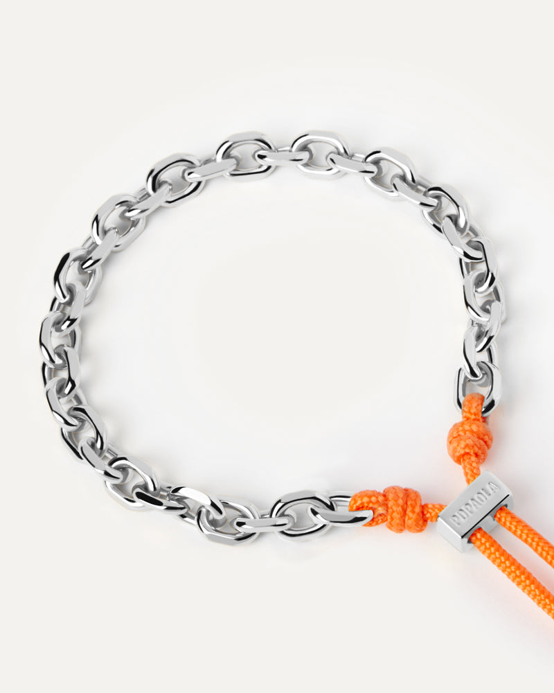 Tangerine Essential Farbenes Kordelketten-Armband - 
  
    Messing / Silber-Rhodinierung
  
