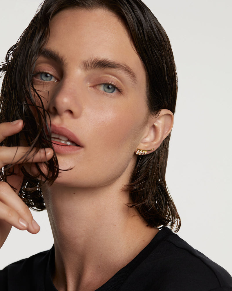 Aqua Climbing Earrings - 
  
    Sterling Silver / 18K Gold plating
  
