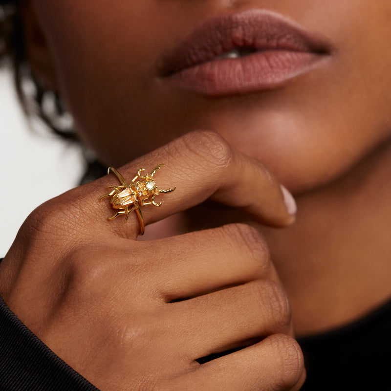 Courage Beetle Ring - 
  
    Sterling Silver / 18K Gold plating
  
