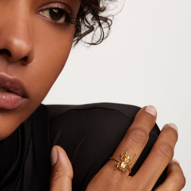 Courage Beetle Ring - 
  
    Sterling Silver / 18K Gold plating
  
