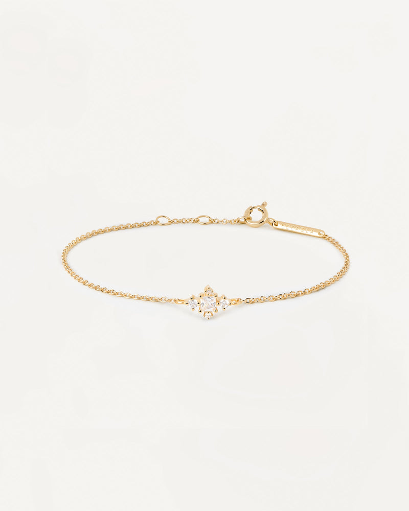 Dainty gold-plated chain bracelet with white zirconia motiv