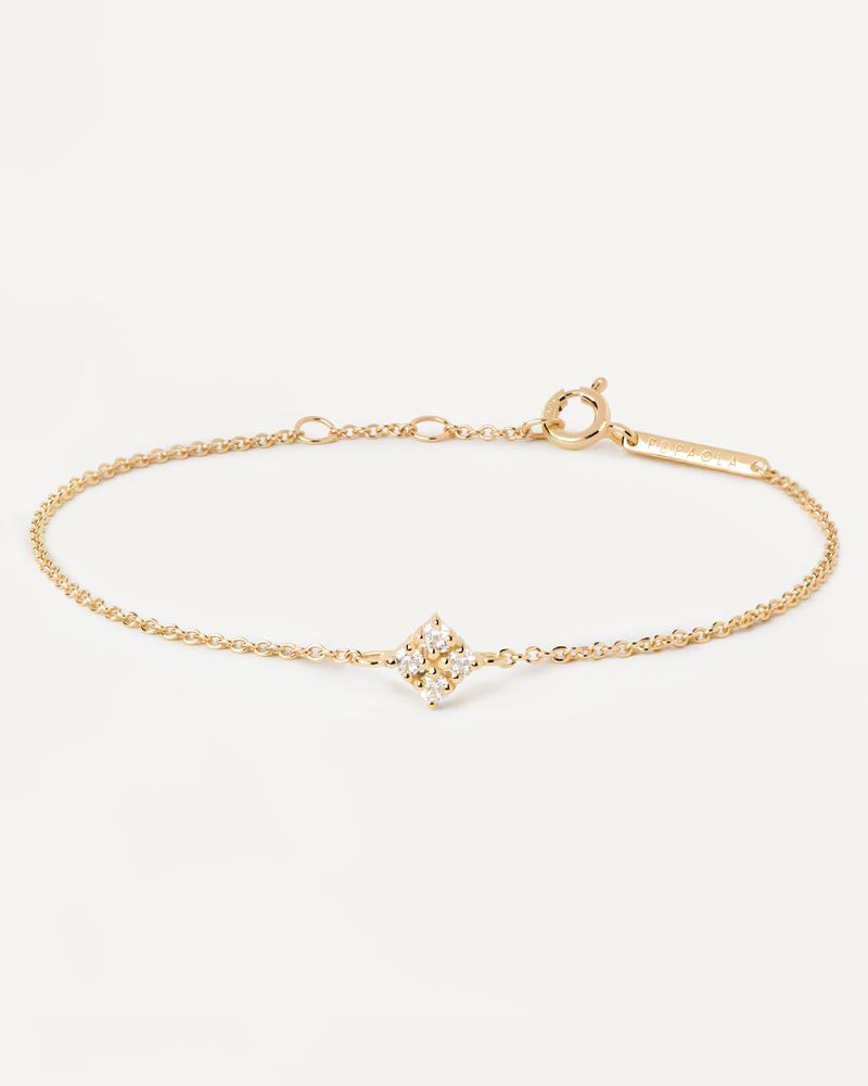 Chain bracelet in gold-plated silver with white zirconia motiv