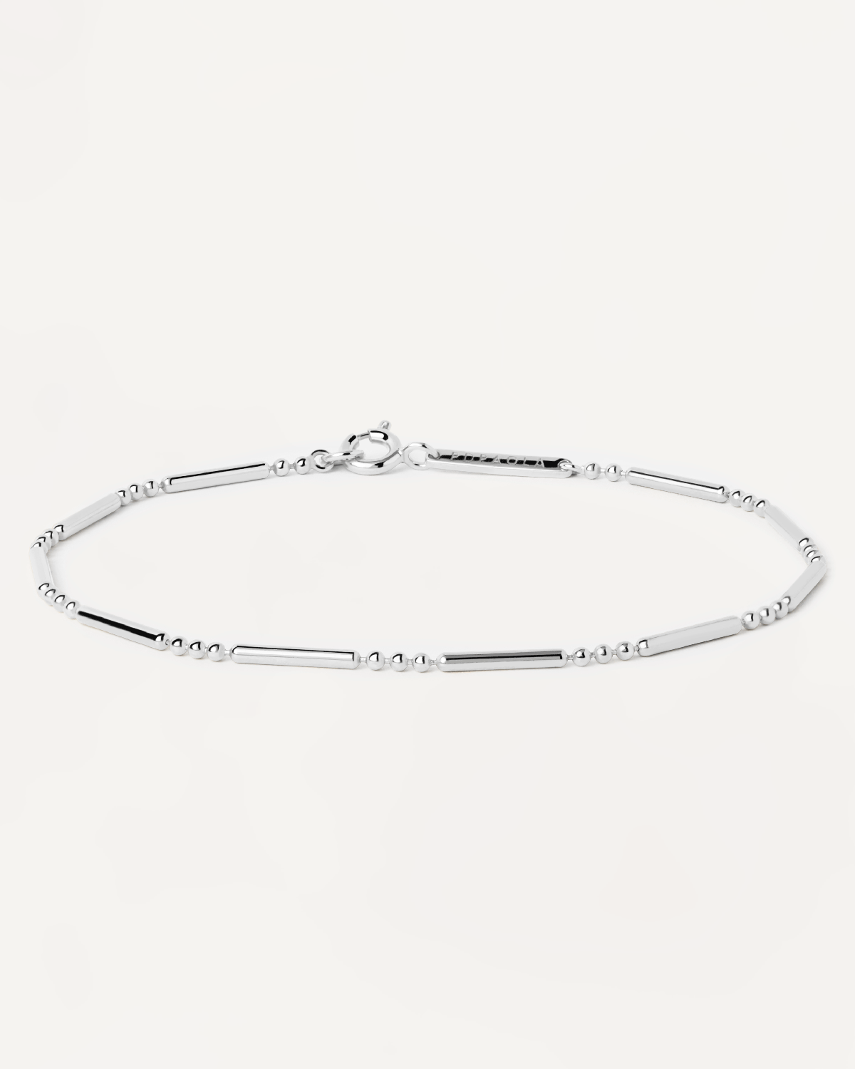 Ball and bar textured bracelet in sterling silver
