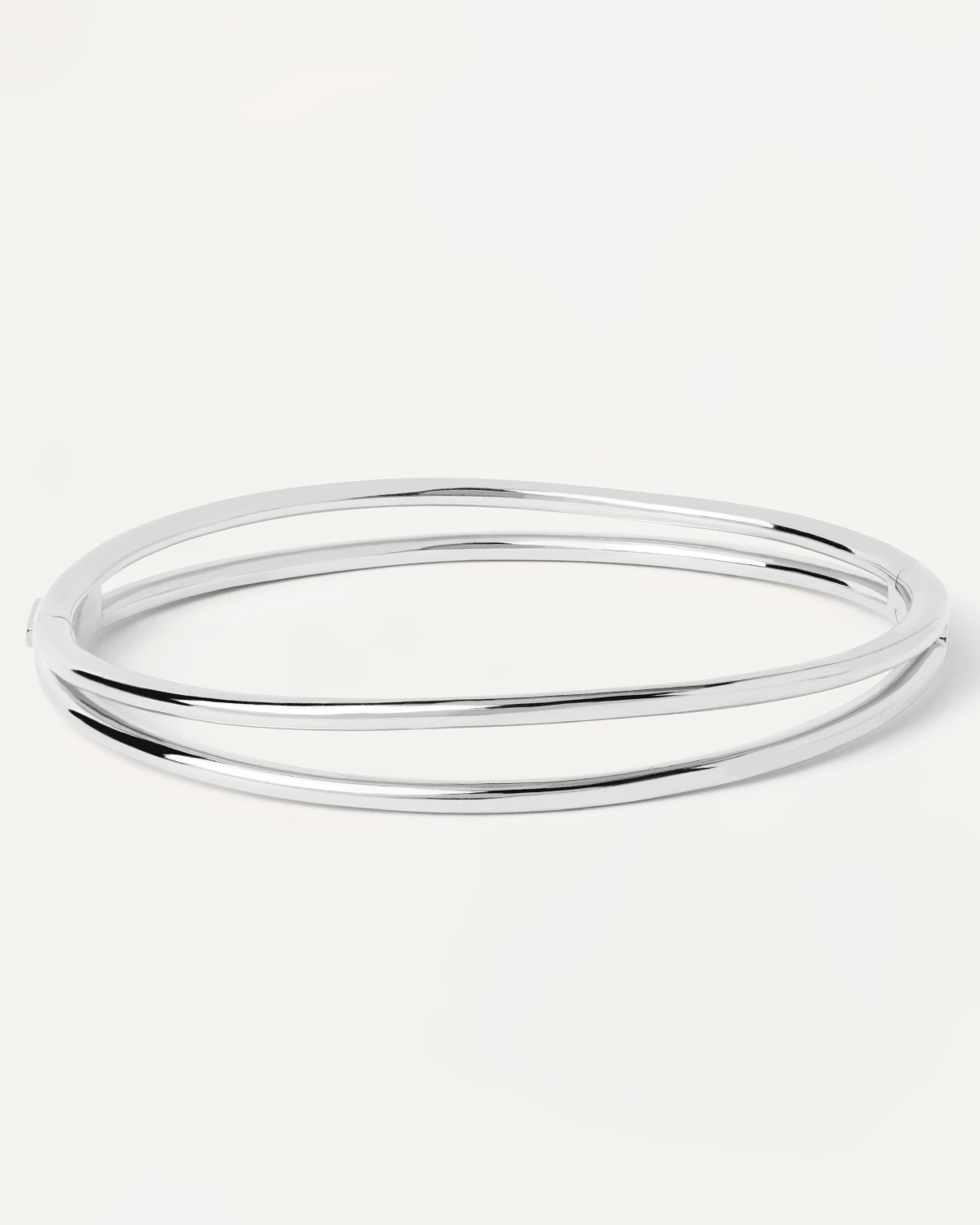Hinged rigid bracelet with two bands in Sterling silver