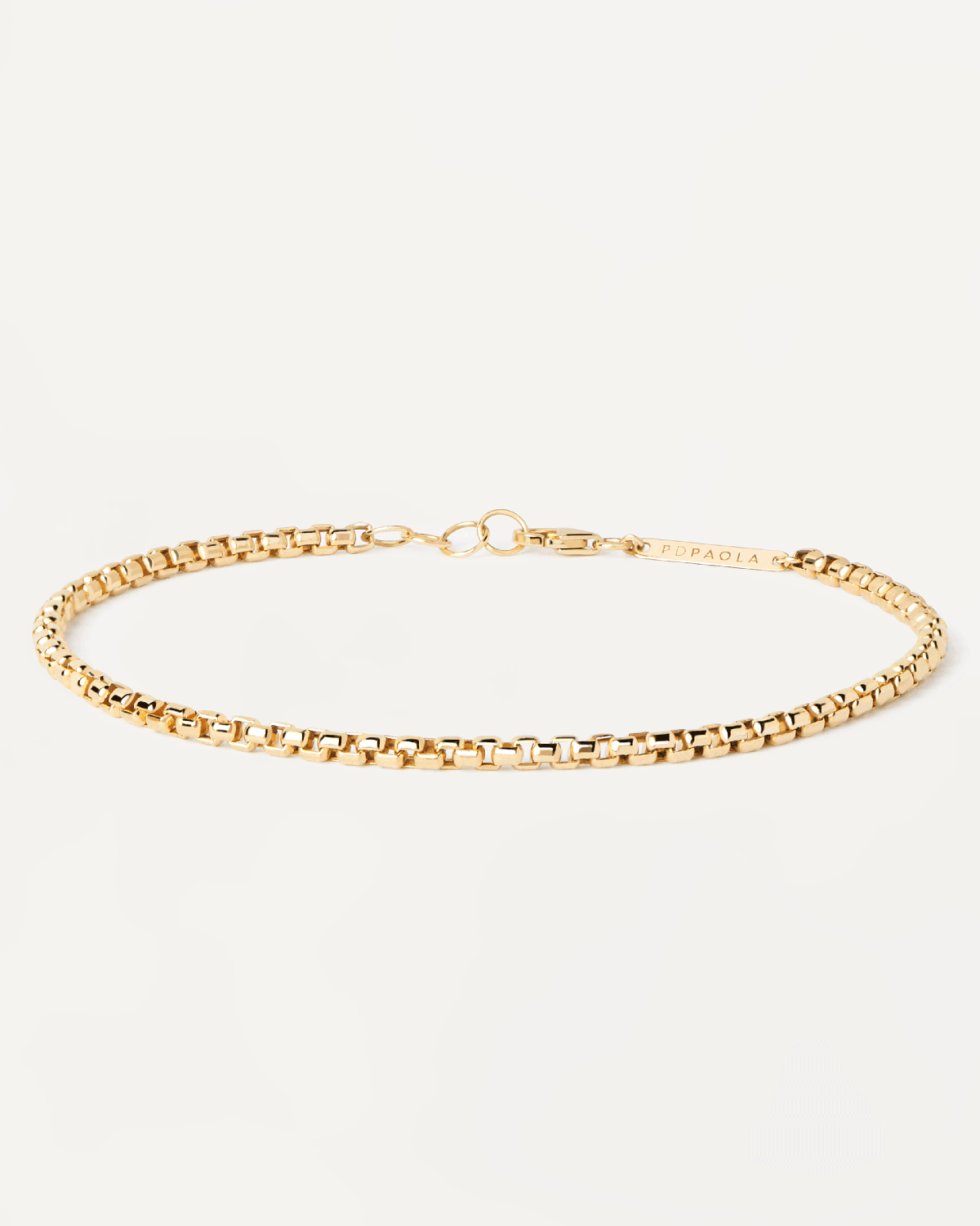 18K solid yellow gold chain bracelet with box links