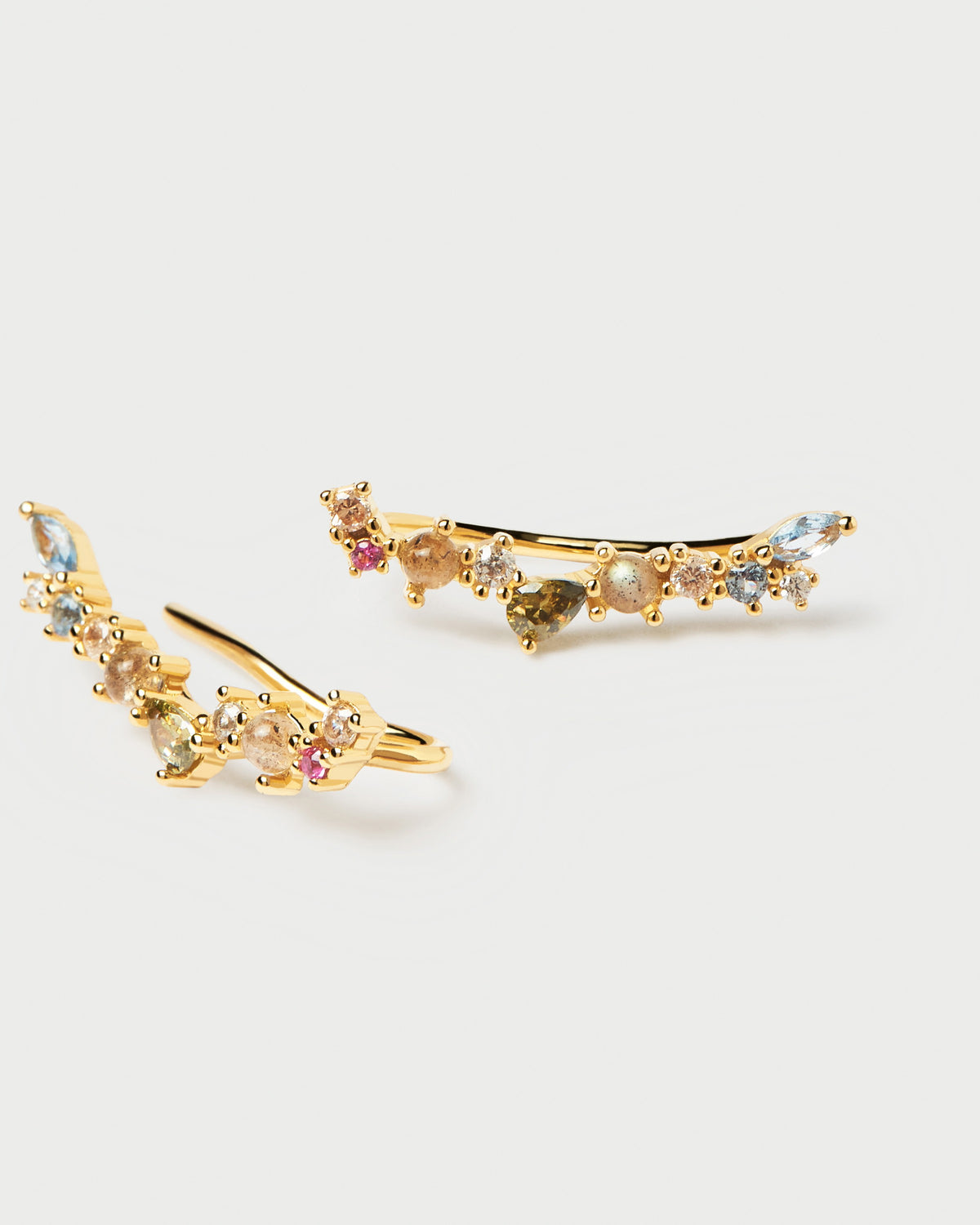 Climbing earrings with multicolor gemstones